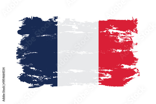 France National flag in grunge style with a brushstroke. Abstract concept.
