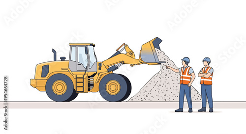Construction workers with heavy machinery equipment.