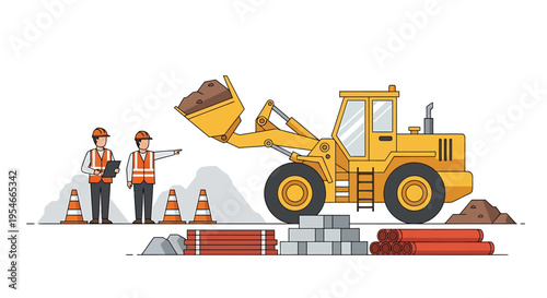 Yellow Construction Dump Truck Vehicle.