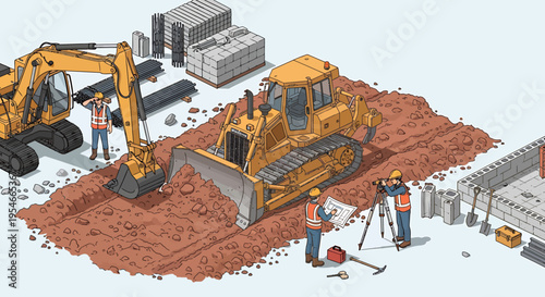 Yellow Construction Bulldozer Heavy Equipment Machine.