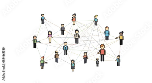 Diverse People Connected in Network, Social Connection, Teamwork, Community