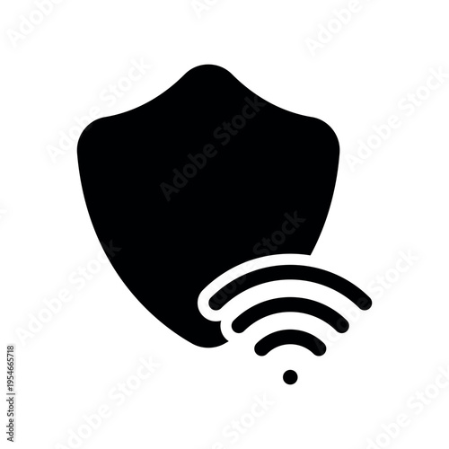 Cybersecurity Shield Blocking Or Emitting Network Wave