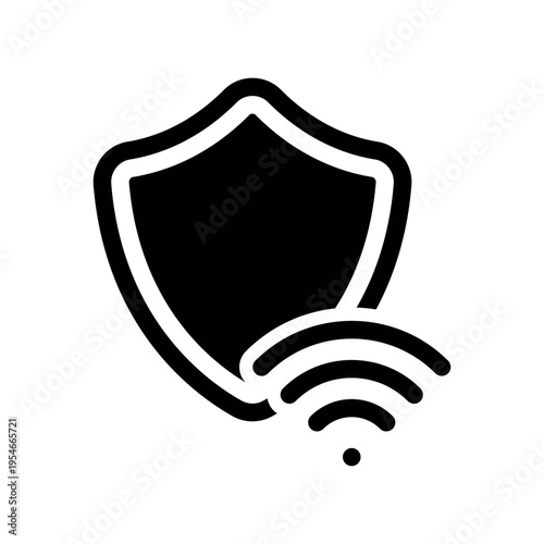 Linear Shield And Wireless Internet Vector Graphic