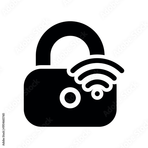 Padlock Paired With Wi-Fi Signal Vector Concept