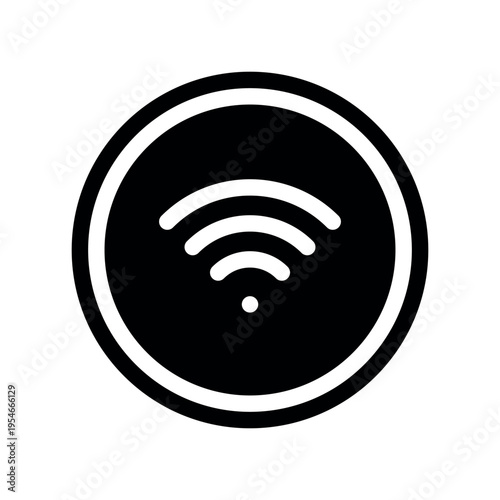 WLAN Sign Enclosed By Twin Outer Circles Signal Vector Graphic