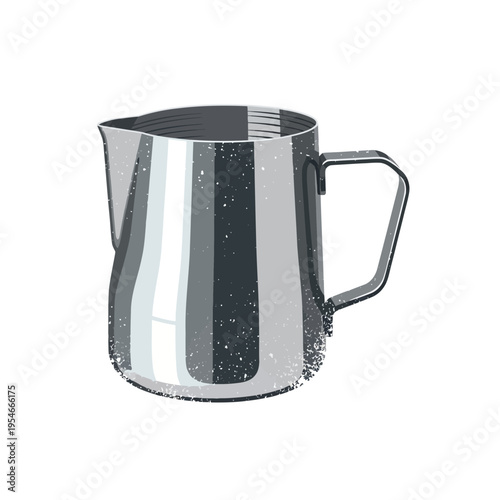Stainless steel milk pitcher, isolated on white background