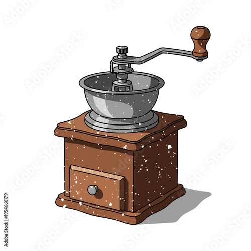 Vintage coffee grinder on white background