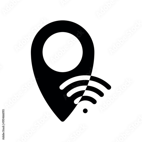 Map Location Pin Indicator Emitting Wireless Wave