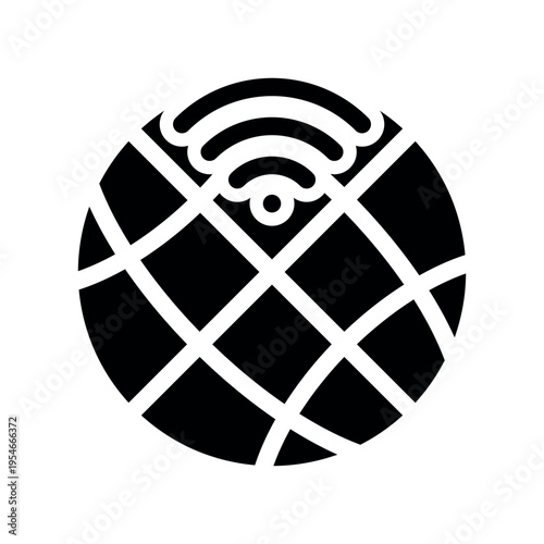 Globe Grid With Network Pointer Wireless Concept Icon