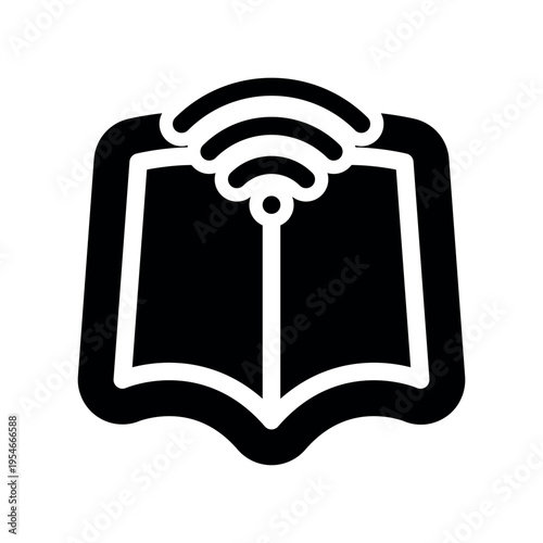 Online Education Open Book Reading Graphic Silhouette