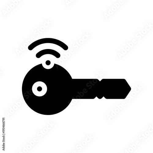 Electronic Car Key Fob Emitting Wireless Signal Waves