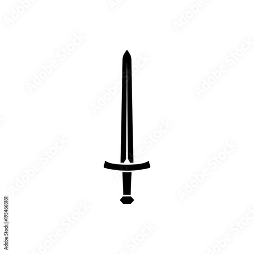 Sword Weapon Silhouette Black Minimal Vector Icon Design