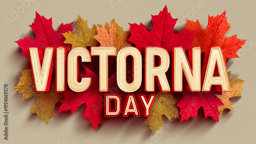 Victory Day, autumn leaves, vector illustration