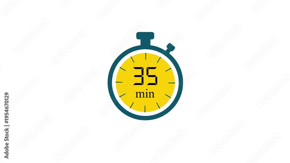 35 Minute Countdown Timer Icon Animation with Clean UI Design, Minimal ...