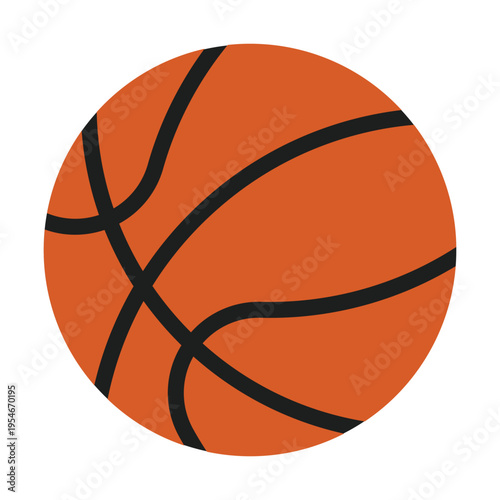 Orange basketball with black stripes. Sports equipment and competition concept vector illustration.