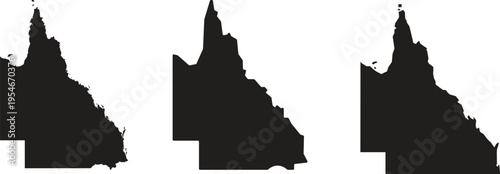 Australian state Queensland map icon, black vector illustration, isolated