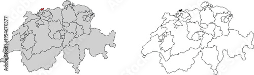 Switzerland canton Valais map icon, flat vector graphic, isolated on white