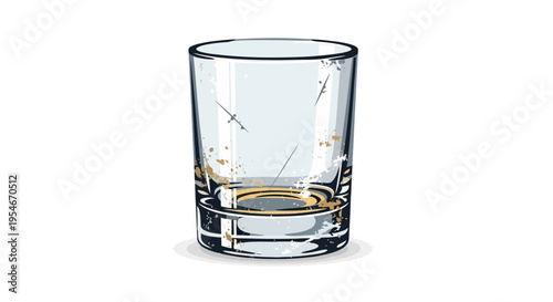 Empty Whiskey Glass with Gold Rim Detail