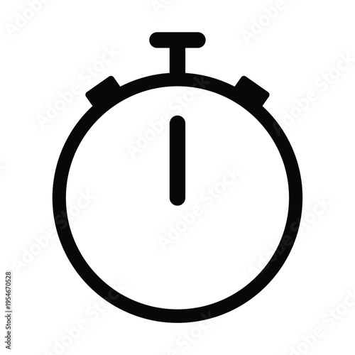 Black stopwatch outline icon. Time management and sports timing concept vector illustration.