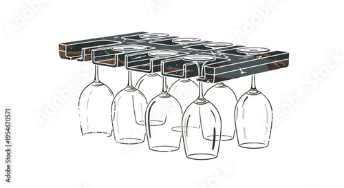 Inverted Wine Glasses Hanging Rack
