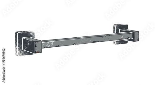 Vintage metal towel bar with distressed finish