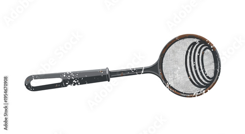 Vintage tea strainer on white background