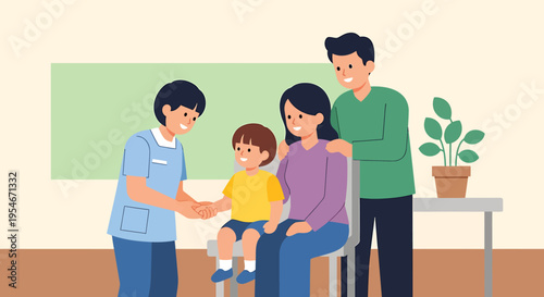 Nurturing Touch: A medical professional extends a reassuring hand to a young patient