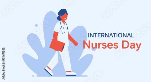 International Nurses Day: A digital illustration honoring the dedication, depicted a nurse with stethoscope in vibrant artwork.