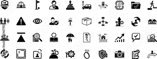 A comprehensive collection of diverse black and white icons for business and technology websites