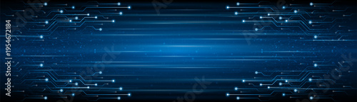 Blue glowing lines with light effect on dark background. High speed internet technology concept or fast wireless data transmission.