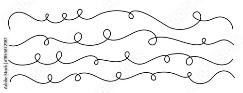 Set of squiggle loopy lines vector decoration elements