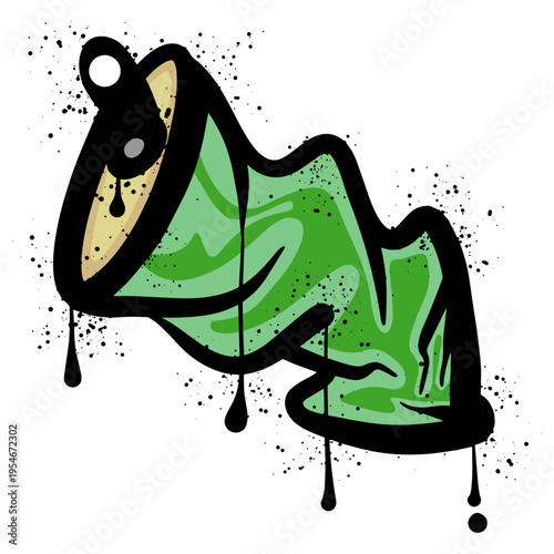 Crumpled can with spray paint graffiti art