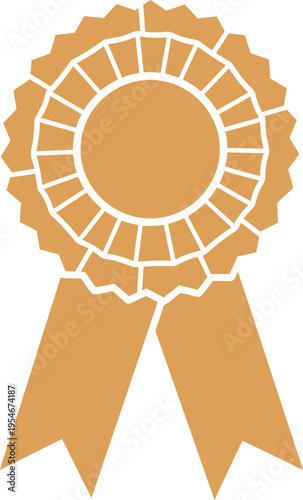 Golden award ribbon badge with two flowing tails for achievement recognition