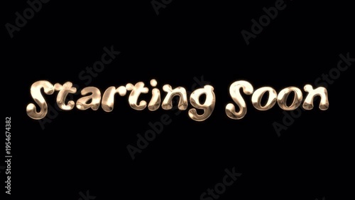 Starting Soon text in gold color on a black background, ideal for live streams and online events.