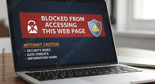 Blocked Access Warning on Laptop Screen - Security Risk.