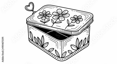 Vector illustration of open floral gift box