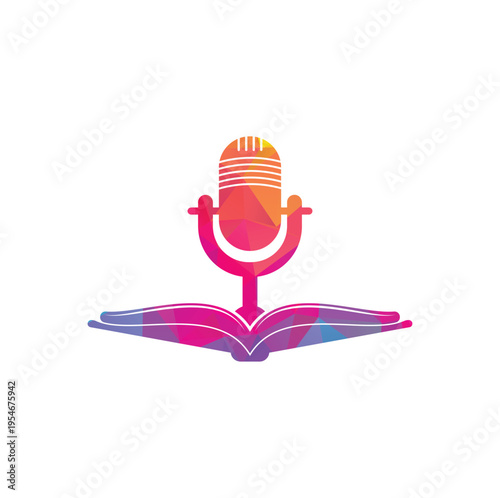 Podcast book vector logo design.