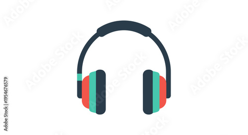 Modern Headphones Icon, Vector Illustration, Music Symbol, Audio Equipment
