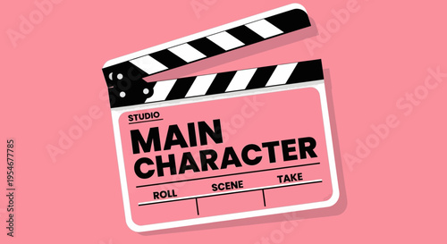 Vector film clapper board icon with 'Main Character' text