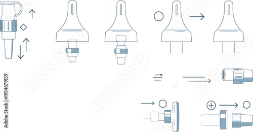 Device connector assembly process with components and step by step technical diagram vector illustration