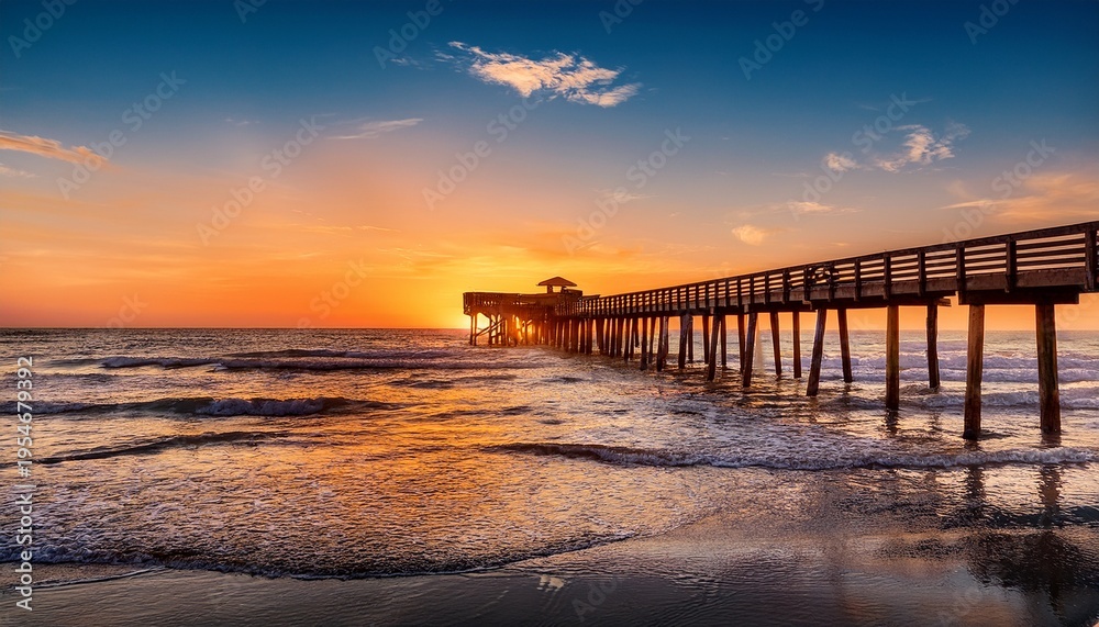 Obraz premium Fort Myers Pier At Sunset Florida Usa