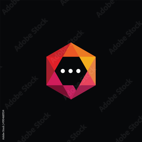 Geometric hexagon chat bubble icon symbolizing communication and dialogue