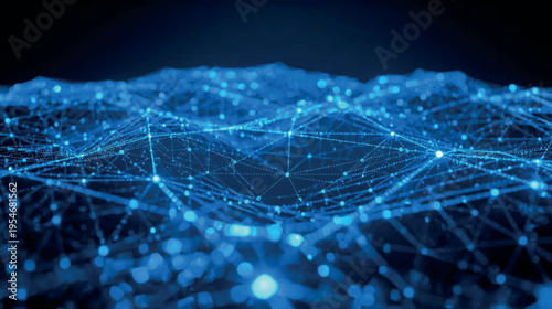 Abstract Futuristic Tech Mesh Background with Glowing Blue Data Network