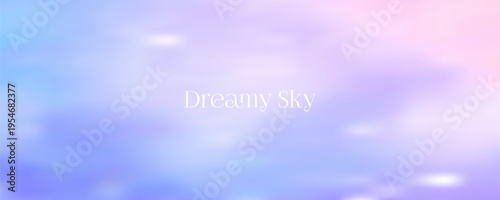 Foto Fluffy cloud formations in pastel purple and blue hues