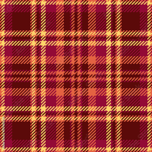 Vibrant and cozy, this seamless red and orange plaid pattern offers a pixelated twill texture. Ideal for autumn branding, festive digital backgrounds, and warm textile design.