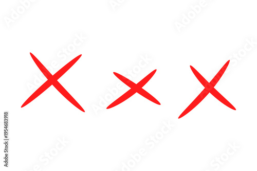 バツマークアイコンセット 手書き風NGチェック記号イラスト素材　赤