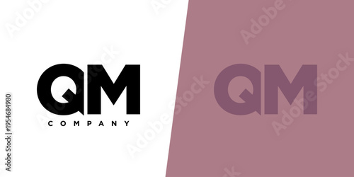 Letter Q and M, QM logo design template. Minimal monogram initial based logotype.