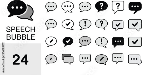 Speech Bubble Icon Vector Set with Chat Message and Communication Symbol for Messaging App UI
