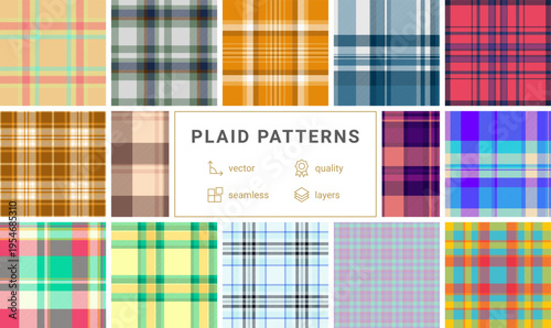 Thanksgiving plaid set designed for digital backgrounds. Ideal for themed wallpapers, website headers, and banners. Vector files adapt resolutions.