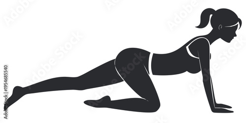 Minimalist Yoga Woman Silhouette Stretching in Workout Pose Illustration